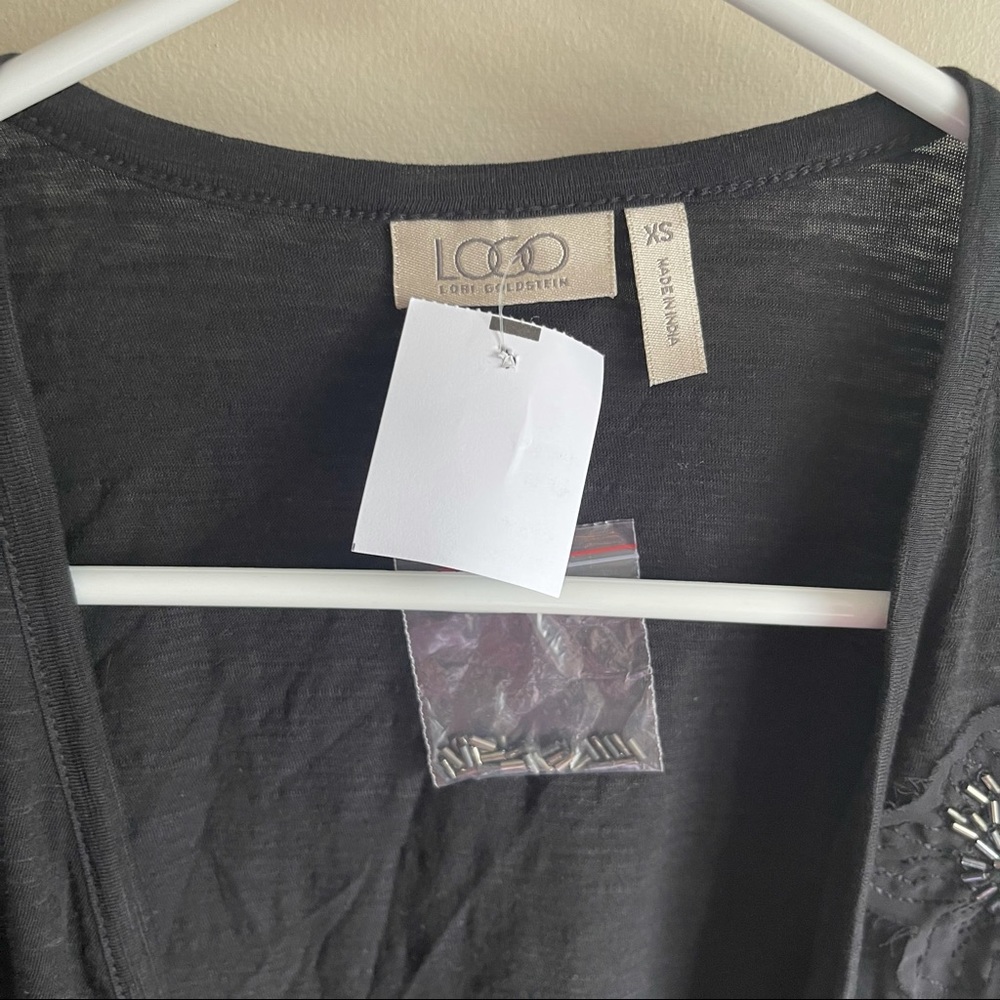 LOGO Lori Goldstein Black Embellished Vest NWT - Picture 3 of 5